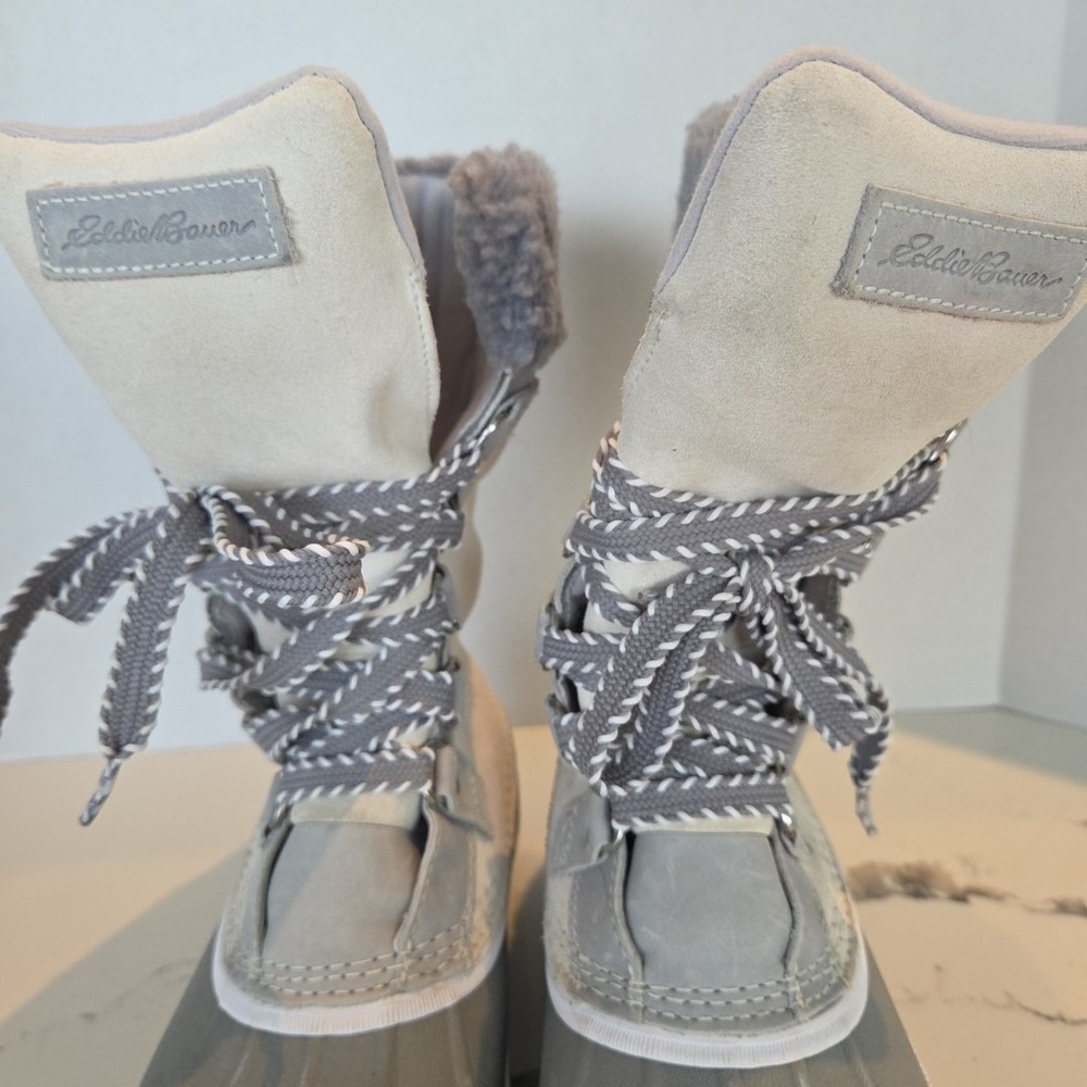 Eddie Bauer Women's Hunt Pac Thermafill Winter Boots Fur Suede Beige Size 7 - Picture 9 of 16